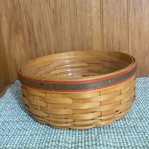 Longaberger 2000 Century Celebration Darning Basket w/Protector.Red & Green Trim